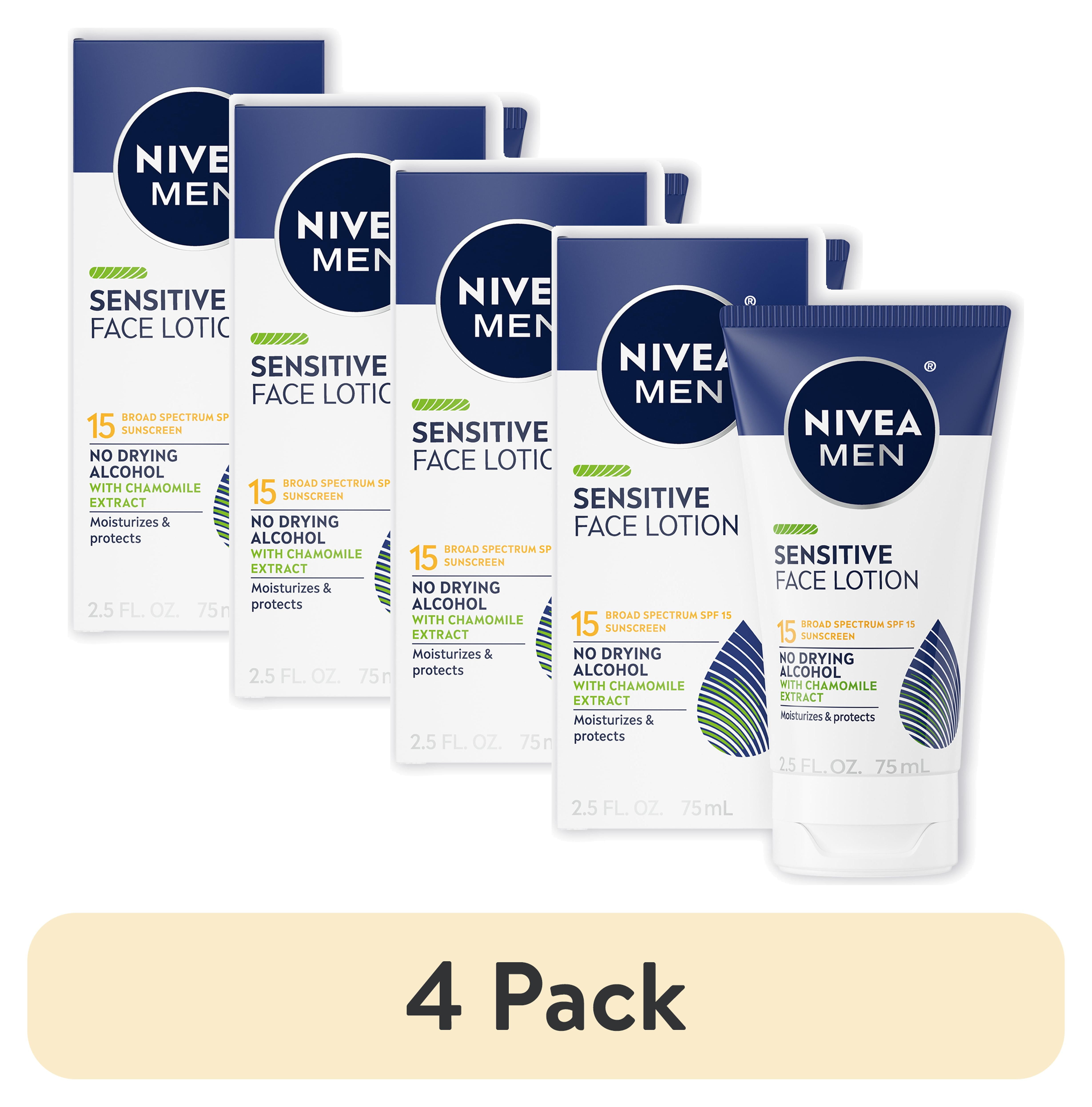 (2 pack) NIVEA MEN Sensitive Face Lotion with Broad Spectrum Sunscreen, SPF 15, 2.5 fl oz Tube Nivea