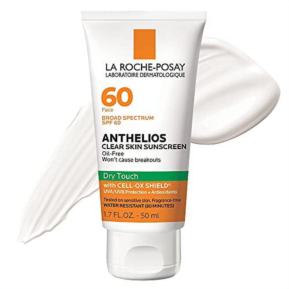 La Roche-Posay Anthelios Clear Skin Dry Touch Sunscreen Broad Spectrum SPF 60, Oil Free Face Sunscreen, Non-Greasy, Oxybenzone Free, 1.7 Fl. Oz La Roche-Posay