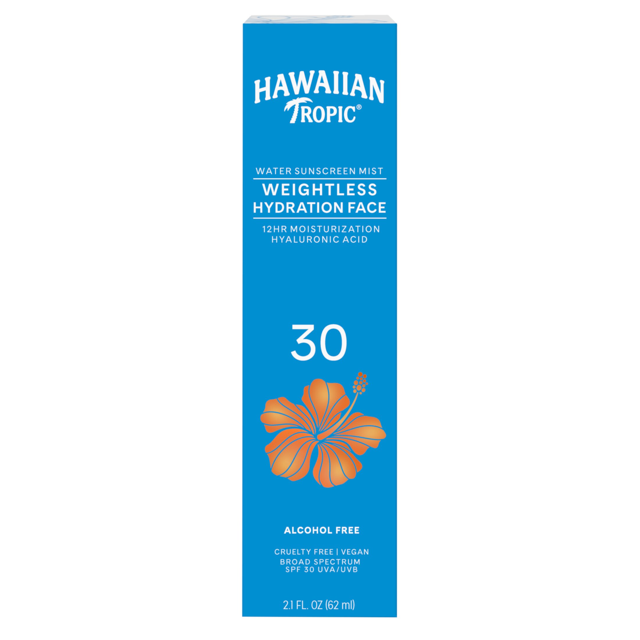 Hawaiian Tropic Weightless Hydration Water Mist Face Sunscreen, SPF 30, 2.1 fl oz Hawaiian Tropic