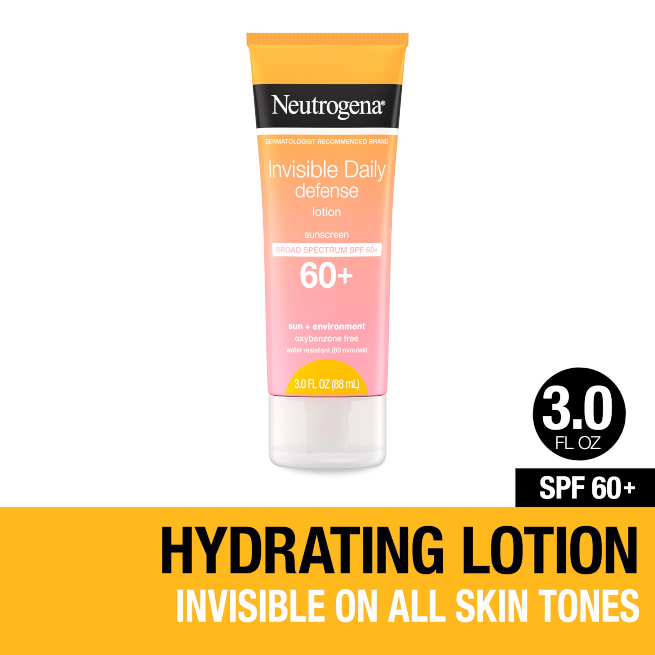 Neutrogena Invisible Daily Defense Travel Sunscreen Lotion, SPF 60, 3 fl oz Neutrogena