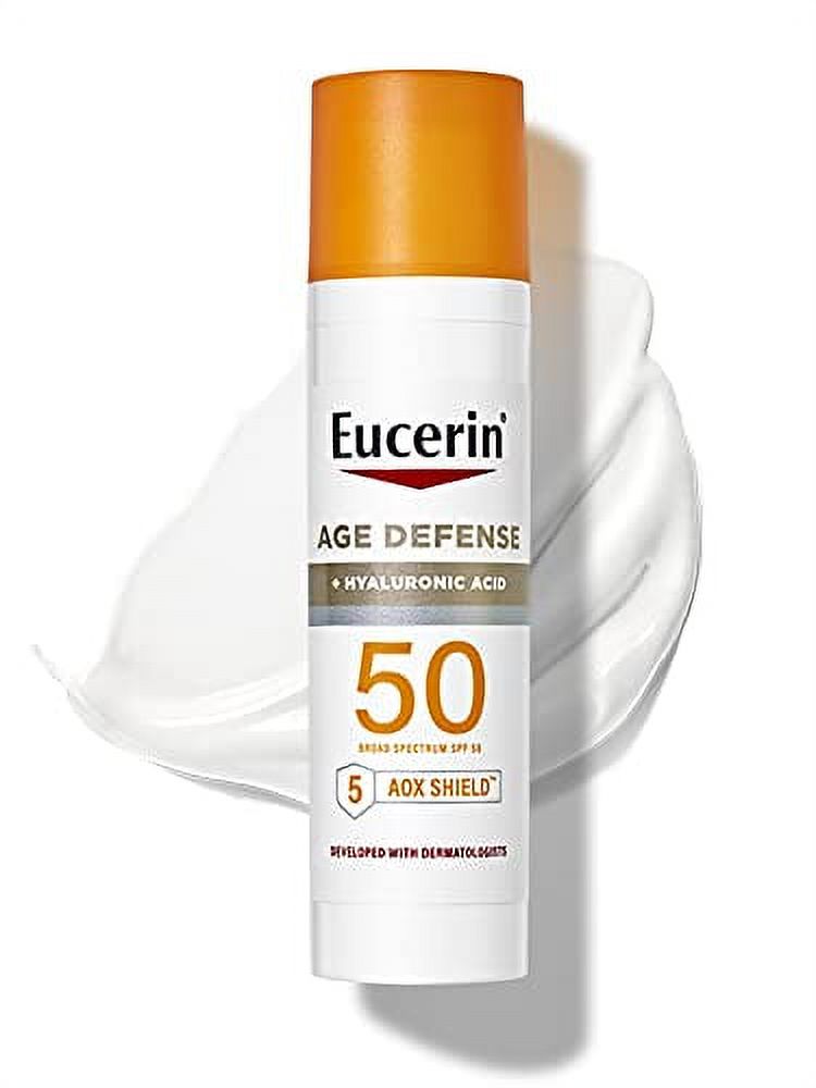 Eucerin Sun Age Defense SPF 50 Face Sunscreen Lotion with hyaluronic acid, 2.5 Fl Oz Bottle Eucerin