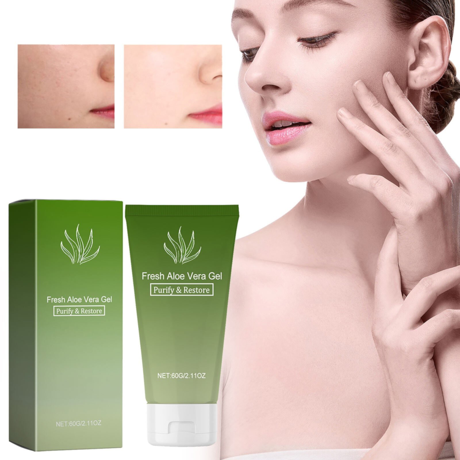 Yxeeychen Personal Skin Care Aloe Gel Hydrating and Moisturizing to Sunburn and Facial Skin Care Aloe Gel Gently Exfoliates and Nourishes The Skin (Green) Yxeeychen