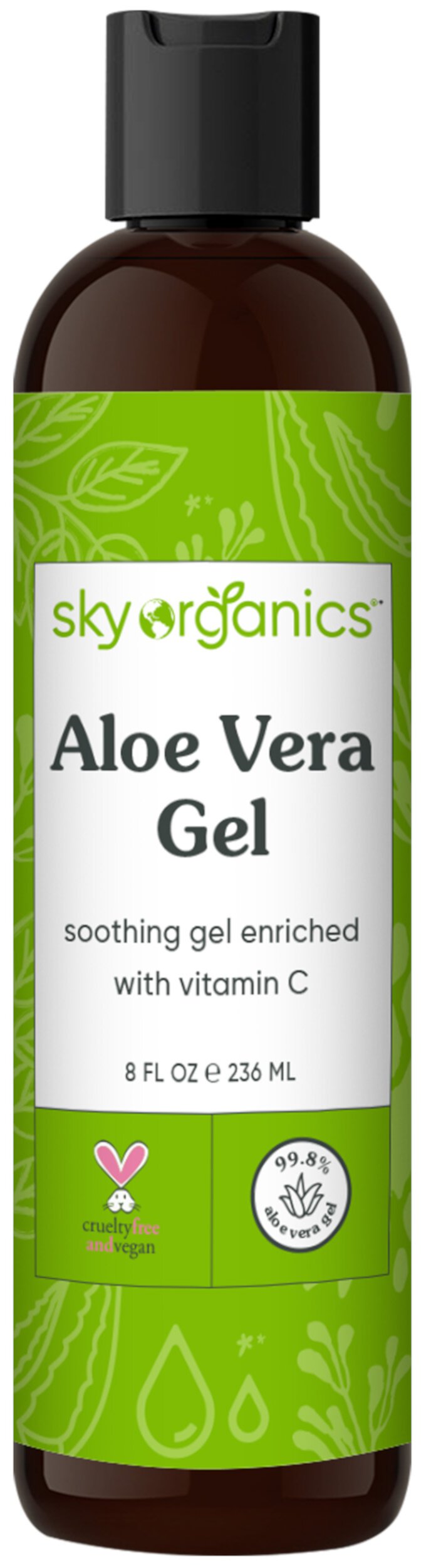 Aloe Vera Gel by Sky Organics (8 oz) Cold-pressed Ultra Hydrating Skin Soothing Aloe Gel for Face Body After-Sun Care Aloe Gel A Sky Organics