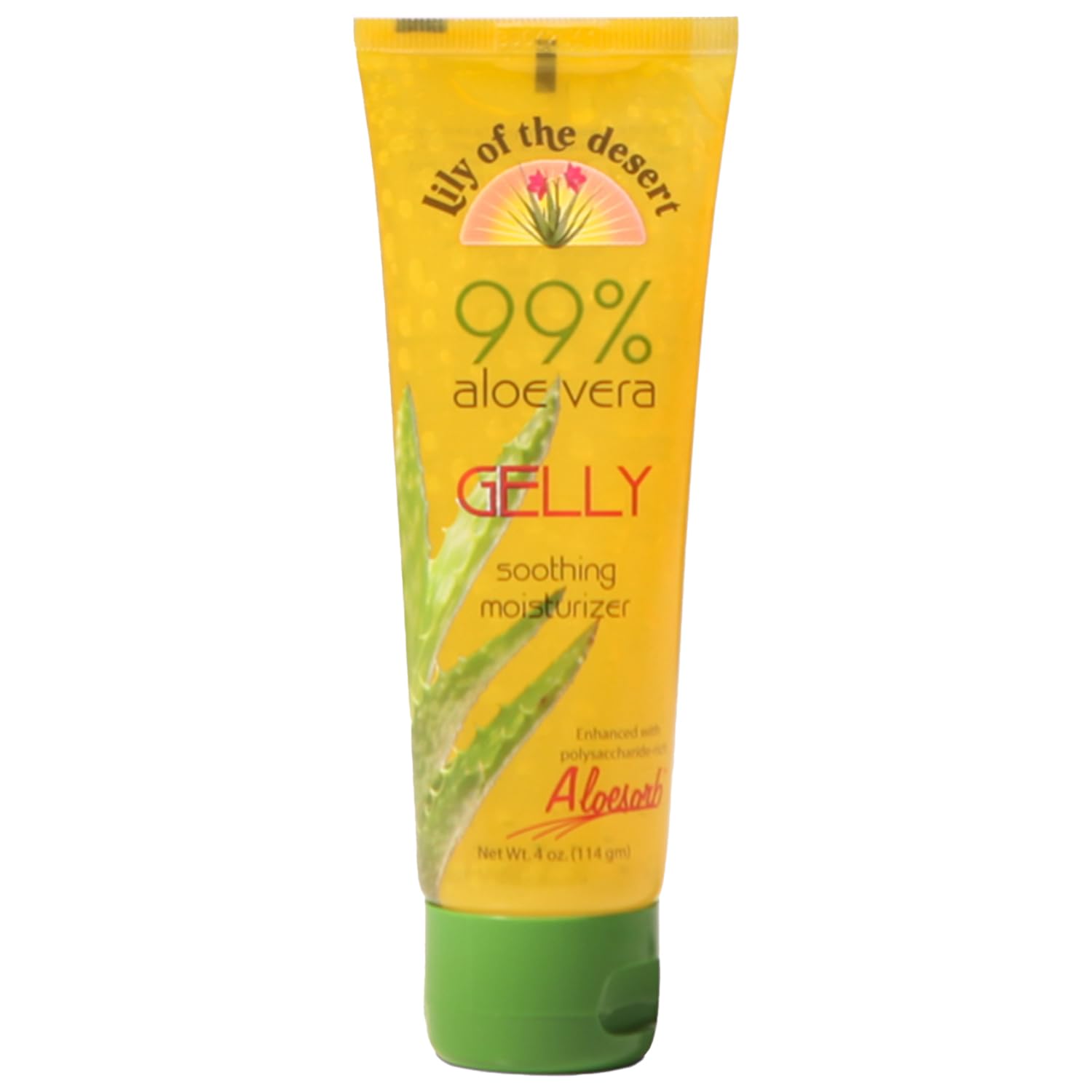 Lily Of The Desert Gelly Moisturizer - 99% Organic Aloe Vera Gel for Skin, After Sun Care with Aloe, Vitamin E Oil, and Vitamin C for Sunburn Relief, 4 Fl Oz Lily of the Desert