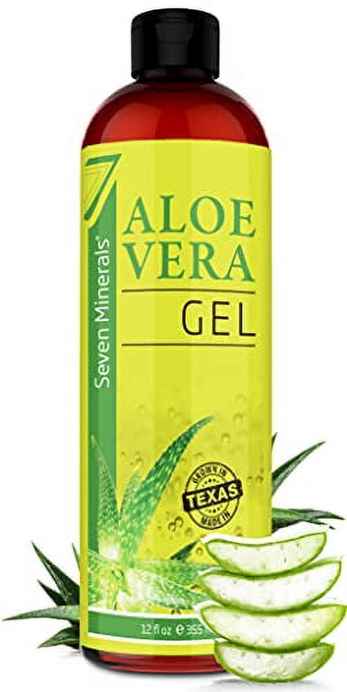 Organic Aloe Vera Gel with Pure Aloe From Freshly Cut Aloe Plant, Not Powder - No Xanthan, So It Absorbs Rapidly With No Sticky Residue - Big 12 oz Seven Minerals