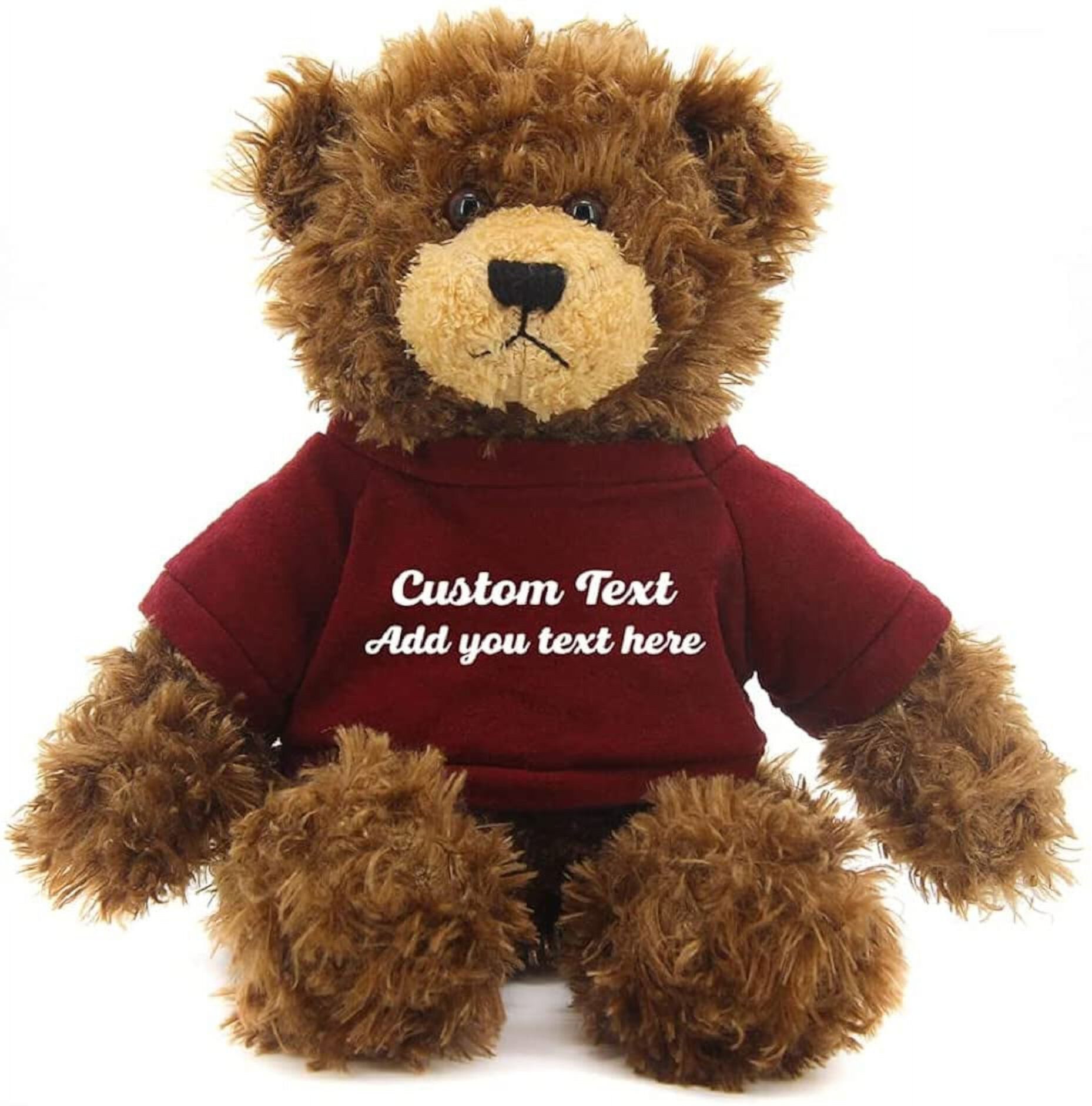 Made By Alien’s Realistic Stuffed Animals Soft Plush Toy- 12 Inch Personalized Gift for Birthday, Valentine’s day (Brown Teddy Bear Maroon Shirt) Plushland