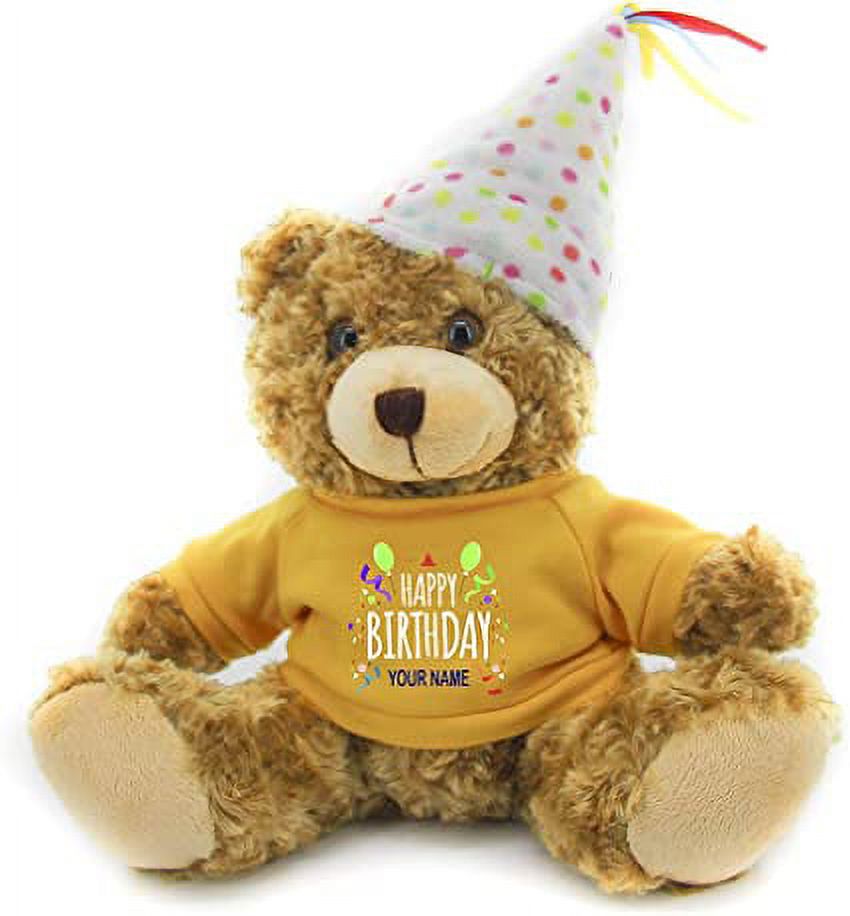 Plushland Plush Teddy Bear 12 Inches - Mocha Color for Birthday, Personalized Text, Name on T-Shirt, Party Favors Gift for Kids, Boys, Girls Made by aliens