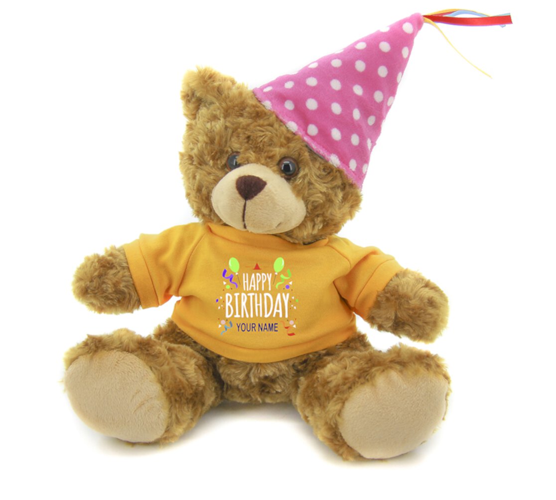 Plushland Plush Teddy Bear 12 Inches - Mocha Color for Birthday, Personalized Text, Name on T-Shirt, Party Favors Gift for Kids, Boys, Girls Made by aliens