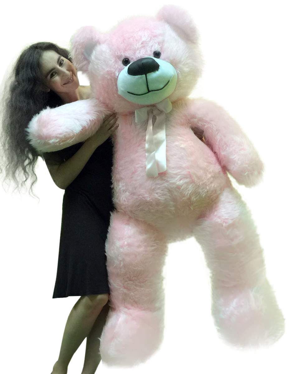 Giant Pink Valentine Teddy Bear 5 Ft 6o Inches Soft Big Plush Stuffed Animal Fully Stuffed Arrives in Big Box Ready to Hug Made in USA Big Plush