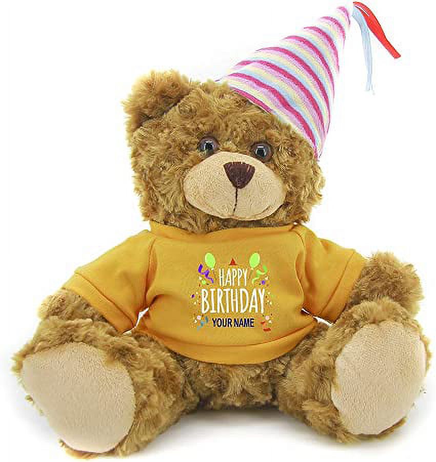 Plushland Plush Teddy Bear 12 Inches - Mocha Color for Birthday, Personalized Text, Name on T-Shirt, Party Favors Gift for Kids, Boys, Girls Made by aliens