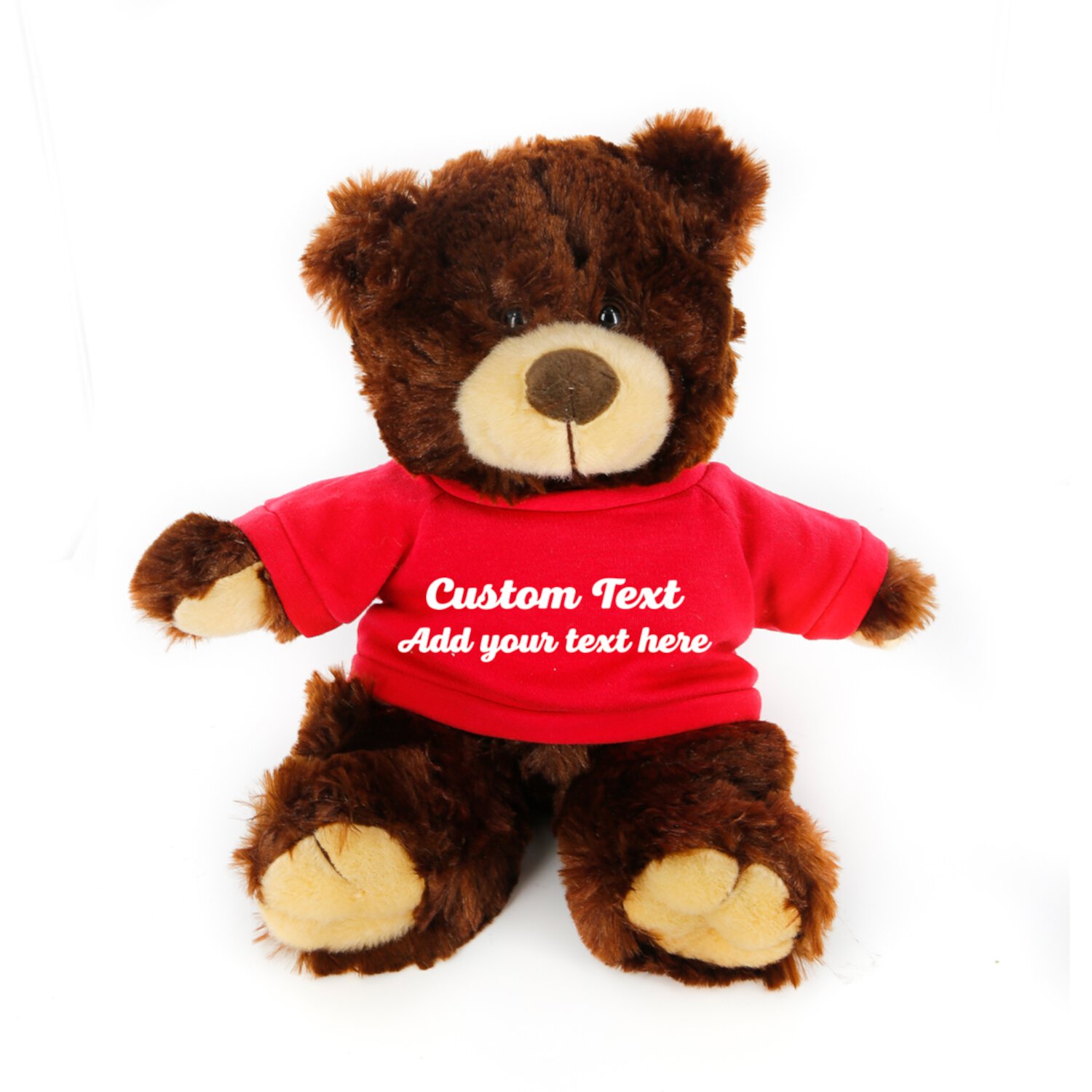 Plushland Chocolate Noah Teddy Bear 12 Inch, Stuffed Animal Personalized Gift - Custom Text on Shirt - Great Present for Mothers Day, Valentine Day, Graduation Day, Birthday Made by aliens