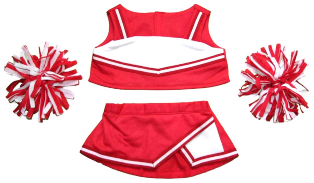 Red & White Cheerleader Outfit Teddy Bear Clothes ts Most 14" - 18" Build-A-Bear and Make Your Own Stuffed Animals Stuffems Toy