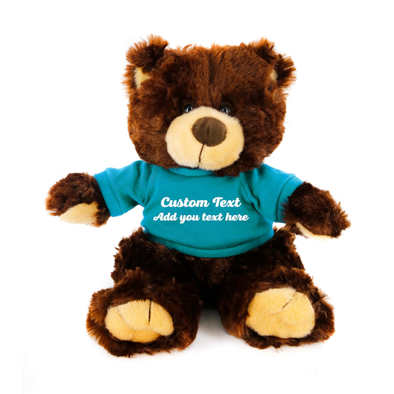 Plushland Chocolate Noah Teddy Bear 12 Inch, Stuffed Animal Personalized Gift - Custom Text on Shirt - Great Present for Mothers Day, Valentine Day, Graduation Day, Birthday Made by aliens