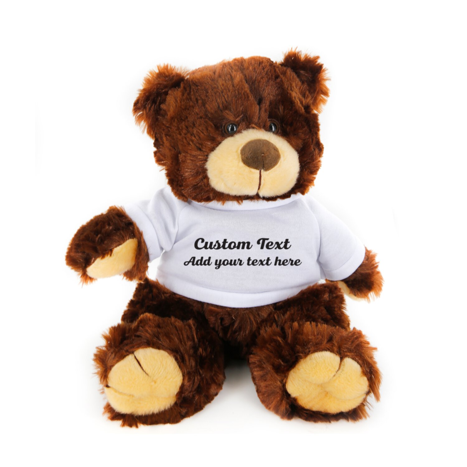 Plushland Chocolate Noah Teddy Bear 12 Inch, Stuffed Animal Personalized Gift - Custom Text on Shirt - Great Present for Mothers Day, Valentine Day, Graduation Day, Birthday Made by aliens