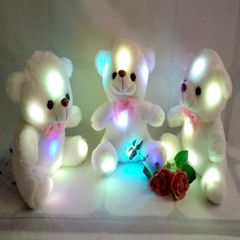 zhaomeidaxi Glow Teddy Bear with Bow-tie Stuffed Animal Light Up Plush Toys Gift for Kids Boys Girls Valentine's Day Christmas Birthday Zhaomeidaxi