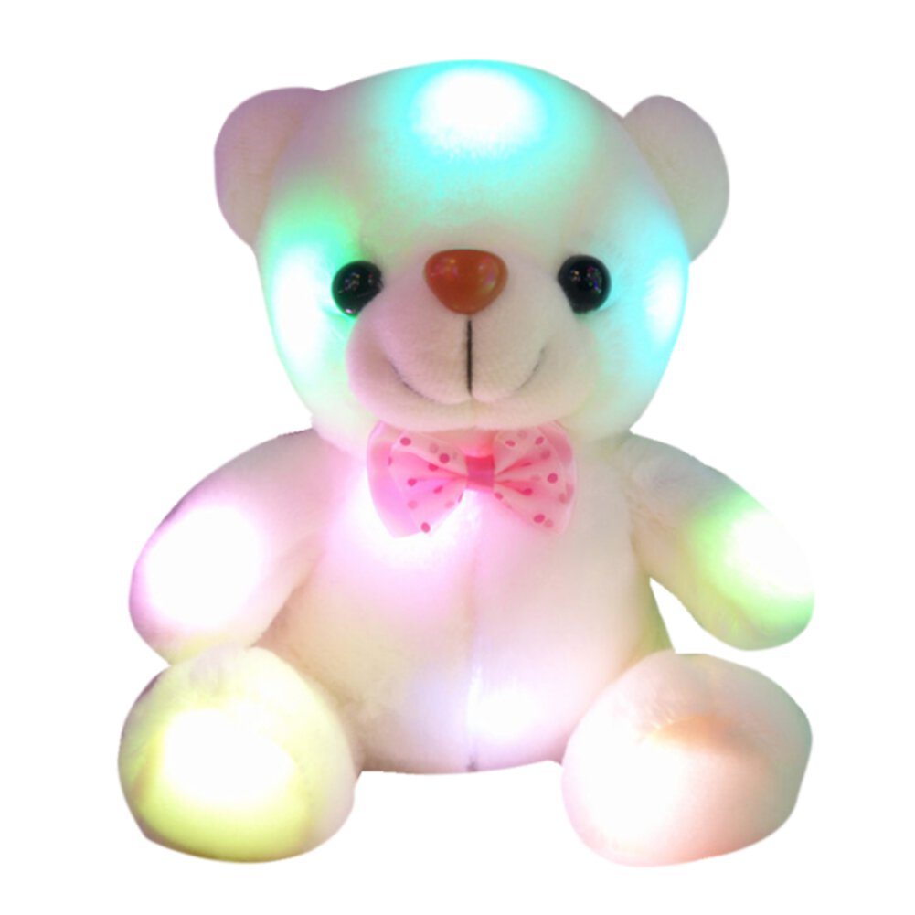 zhaomeidaxi Glow Teddy Bear with Bow-tie Stuffed Animal Light Up Plush Toys Gift for Kids Boys Girls Valentine's Day Christmas Birthday Zhaomeidaxi