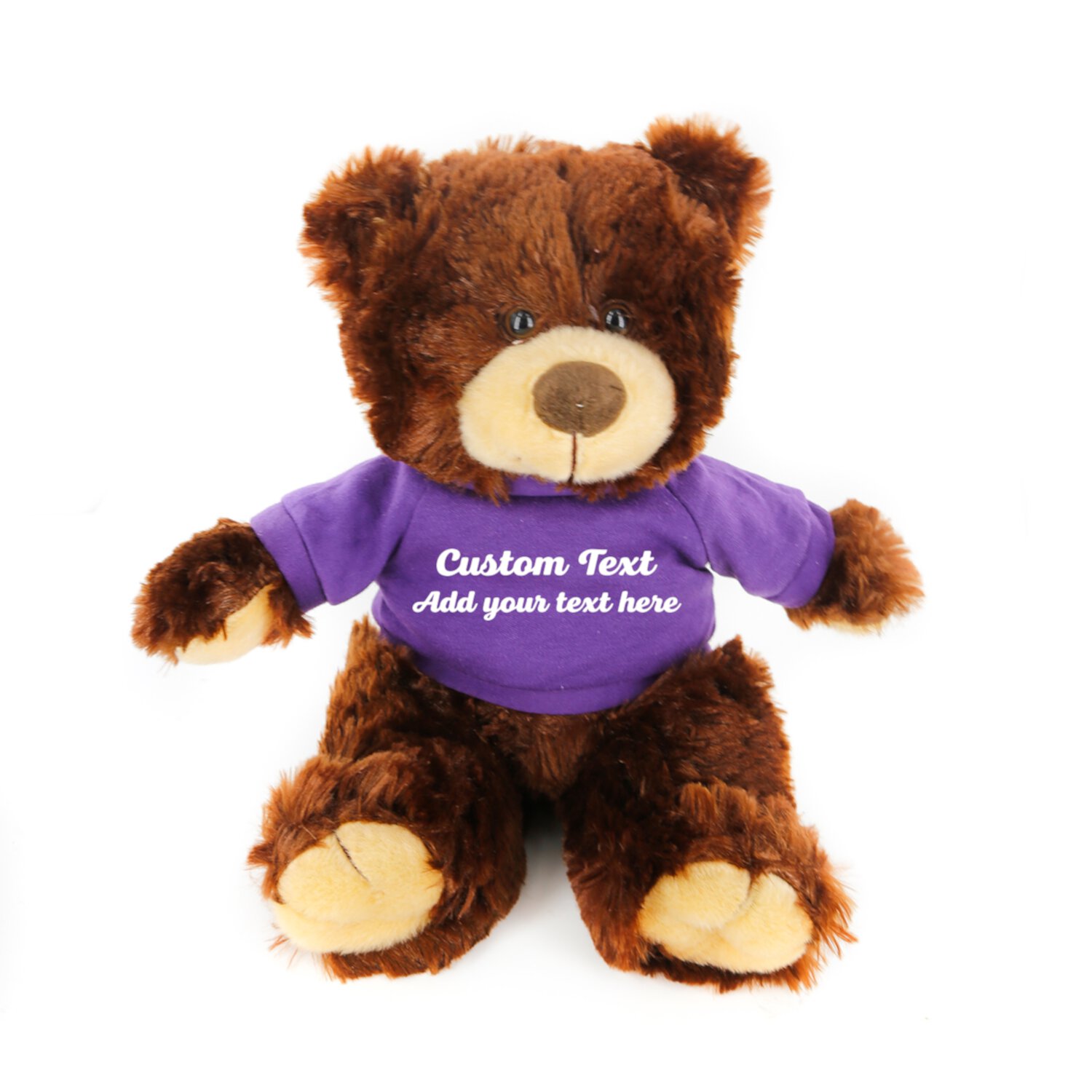 Plushland Chocolate Noah Teddy Bear 12 Inch, Stuffed Animal Personalized Gift - Custom Text on Shirt - Great Present for Mothers Day, Valentine Day, Graduation Day, Birthday Made by aliens