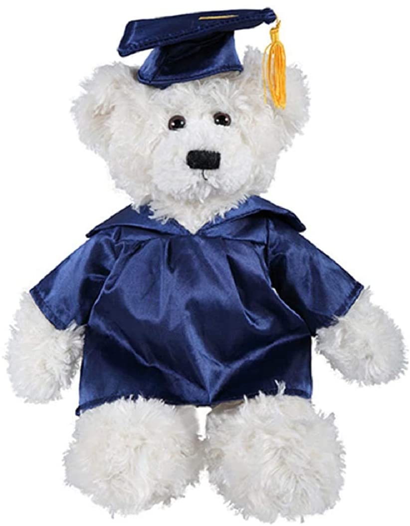 Made by Aliens Personalized Teddy Bear Stuffed Animal Plush Toy – Perfect Gift for Graduation Class of 2024. (Beige Navy Blue Gown) 12 inches Made by aliens