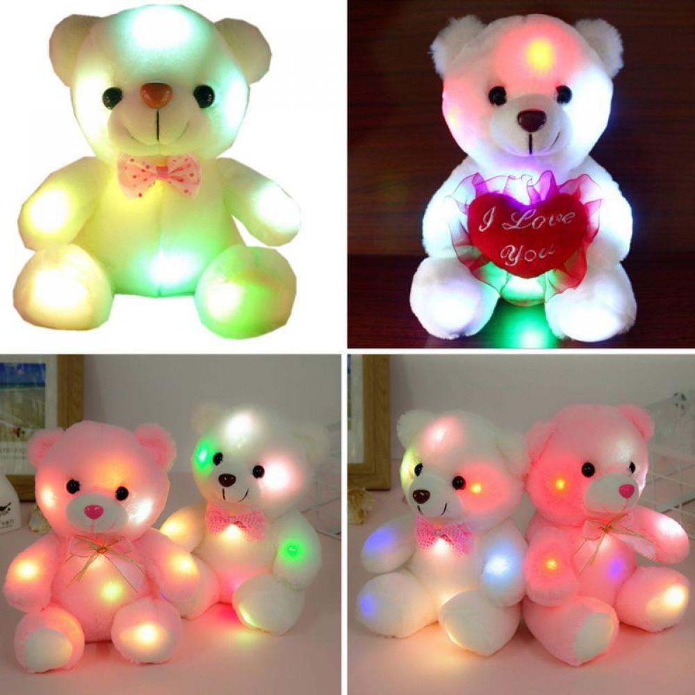 8" LED Teddy Bear Light up Stuffed Animal Glow Soft Plush Toy with Colorful Nightlights Ideal Gifts for Toddler Kids Valentines Mother's Day Christmas ESHOO