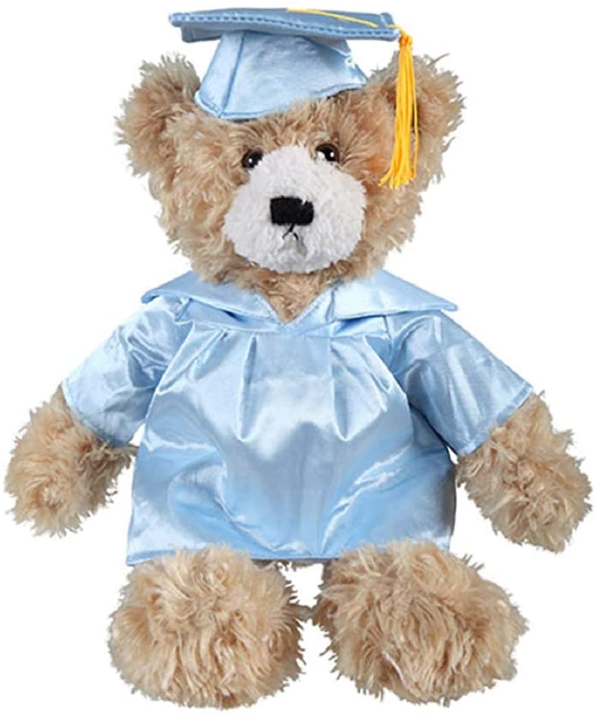 Made by Aliens Personalized Teddy Bear Stuffed Animal Plush Toy – Perfect Gift for Graduation Class of 2024. (Beige Baby Blue Gown) 12 inches Made by aliens