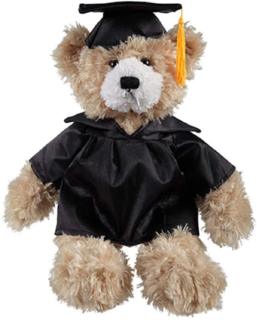 Made by Aliens Personalized Teddy Bear Stuffed Animal Plush Toy – Perfect Gift for Graduation Class of 2024. (Beige Black Gown) 12-inch Made by aliens