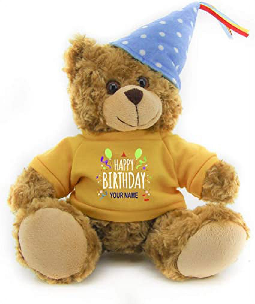 Plushland Plush Teddy Bear 12 Inches - Mocha Color for Birthday, Personalized Text, Name on T-Shirt, Party Favors Gift for Kids, Boys, Girls Made by aliens