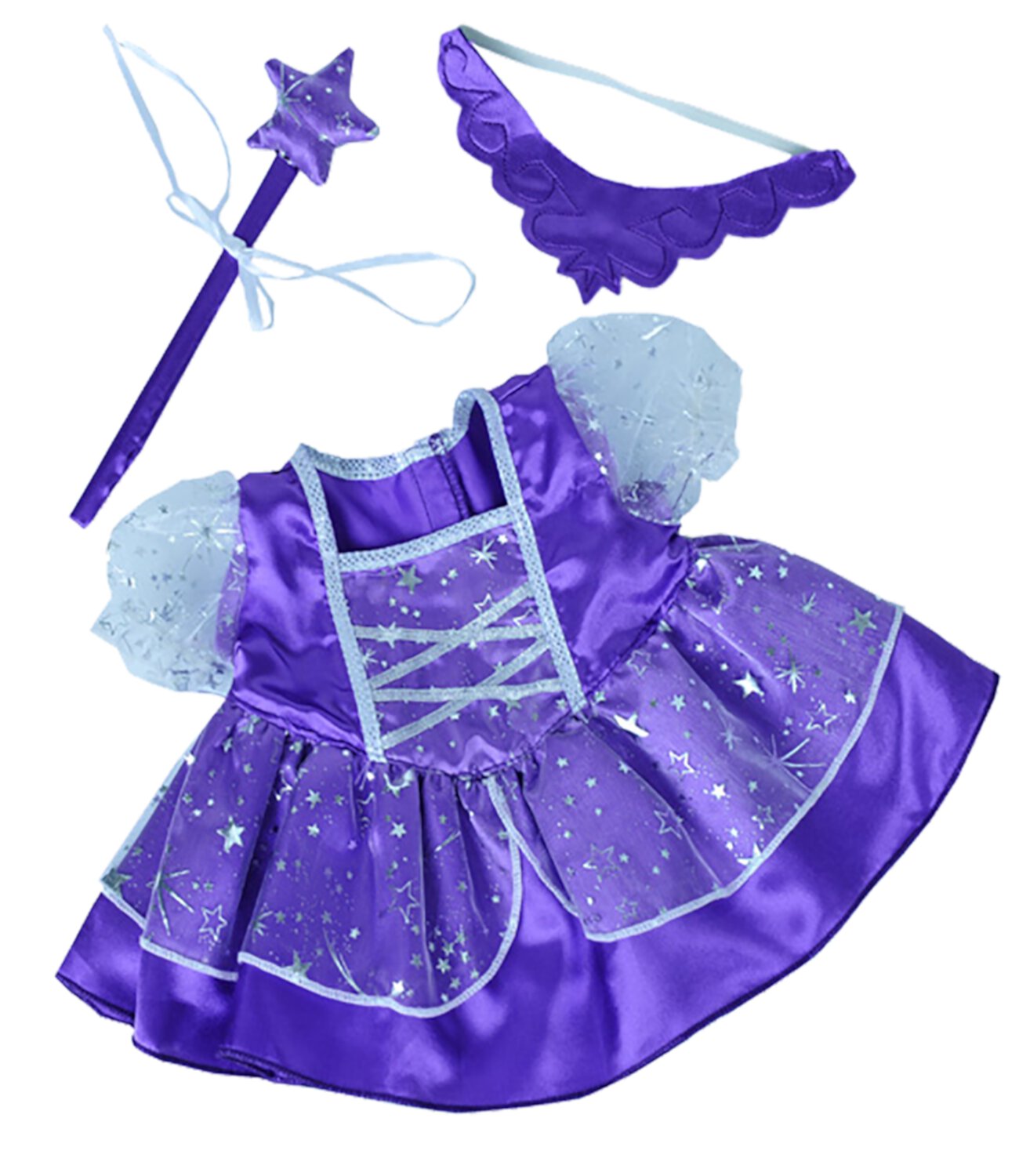 purple fairy princess dress w/wand teddy bear clothes fits most 14"-18" build-a-bear and make your own stuffed animals Stuffems Toy