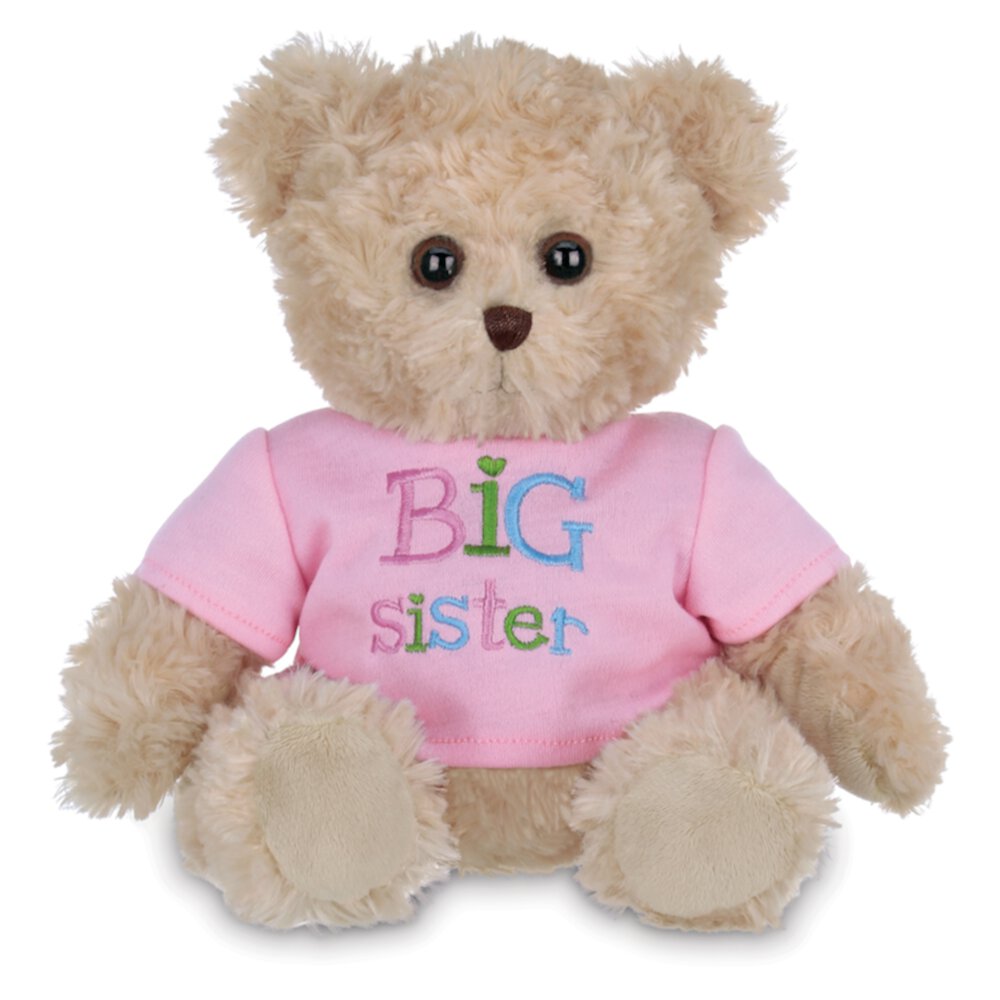 Bearington Ima Big Sister Plush Stuffed Animal Teddy Bear in Pink T-Shirt, 12 Inches Bearington Collection