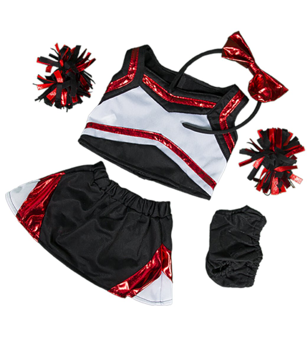 metallic red & black cheerleader teddy bear clothes outfit fits most 14"-18" build-a-bear & make your own stuffed animal Stuffems Toy