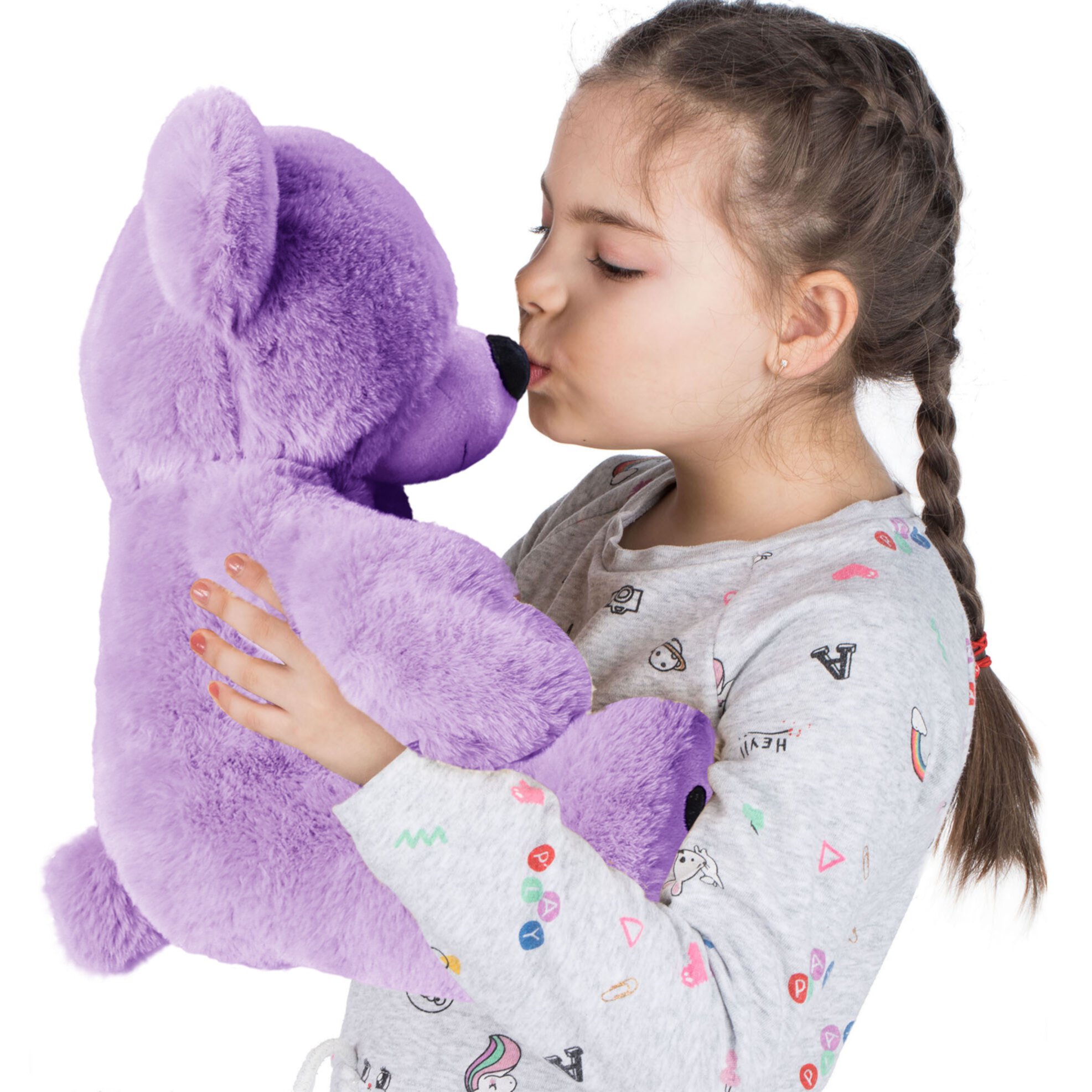 Rounuo Cute Teddy Bear, Small Stuffed Plush Animals, Soft Toy Doll for Children Birthday 10 Inches Purple Rounuo