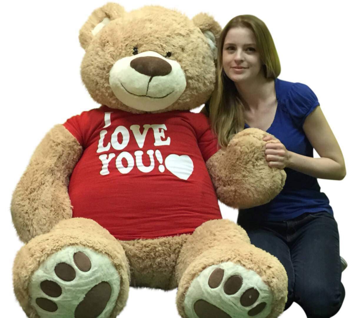 Valentine's Day Giant 5 Foot Teddy Bear Soft 60 Inches Stuffed Animal Wears I Love You T-shirt Big Plush