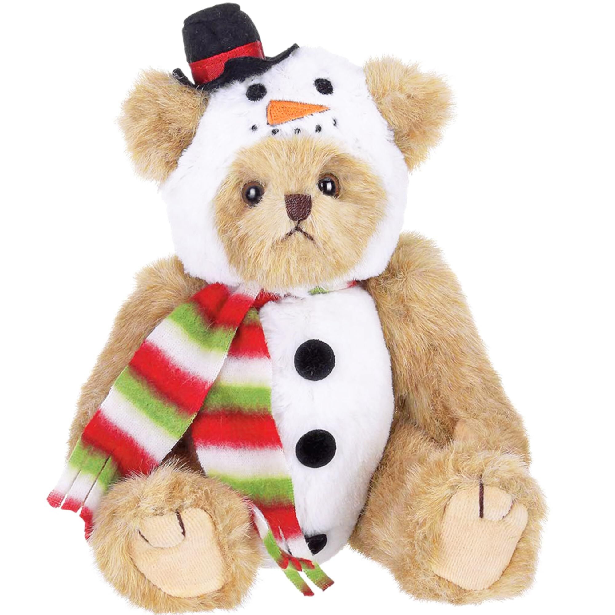 Bearington Frost E Bear Christmas Plush Stuffed Animal Teddy Bear in Snowman Suit, 10 inches Bearington Collection