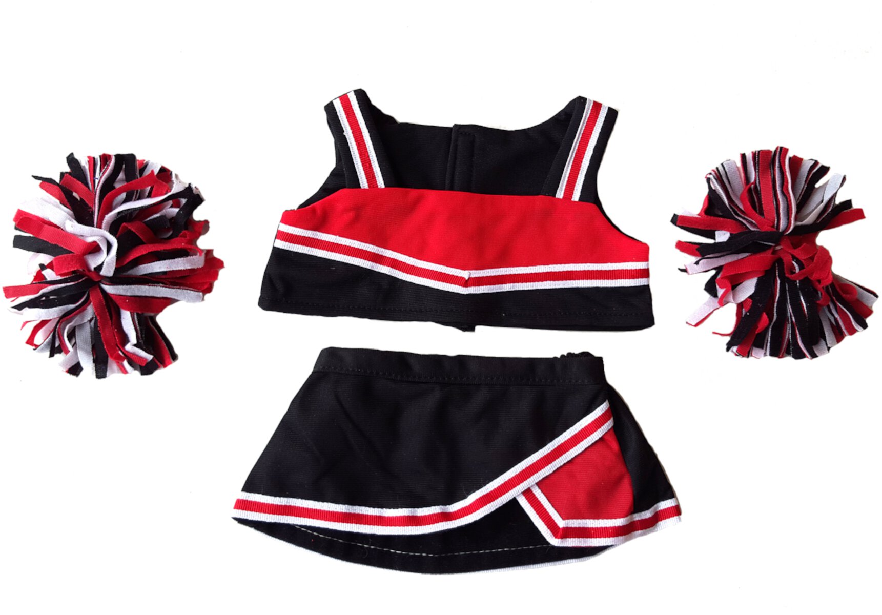 Red & Black Cheerleader Outfit Teddy Bear Clothes Fits Most 14" - 18" Build-A-Bear and Make Your Own Stuffed Animals Stuffems Toy