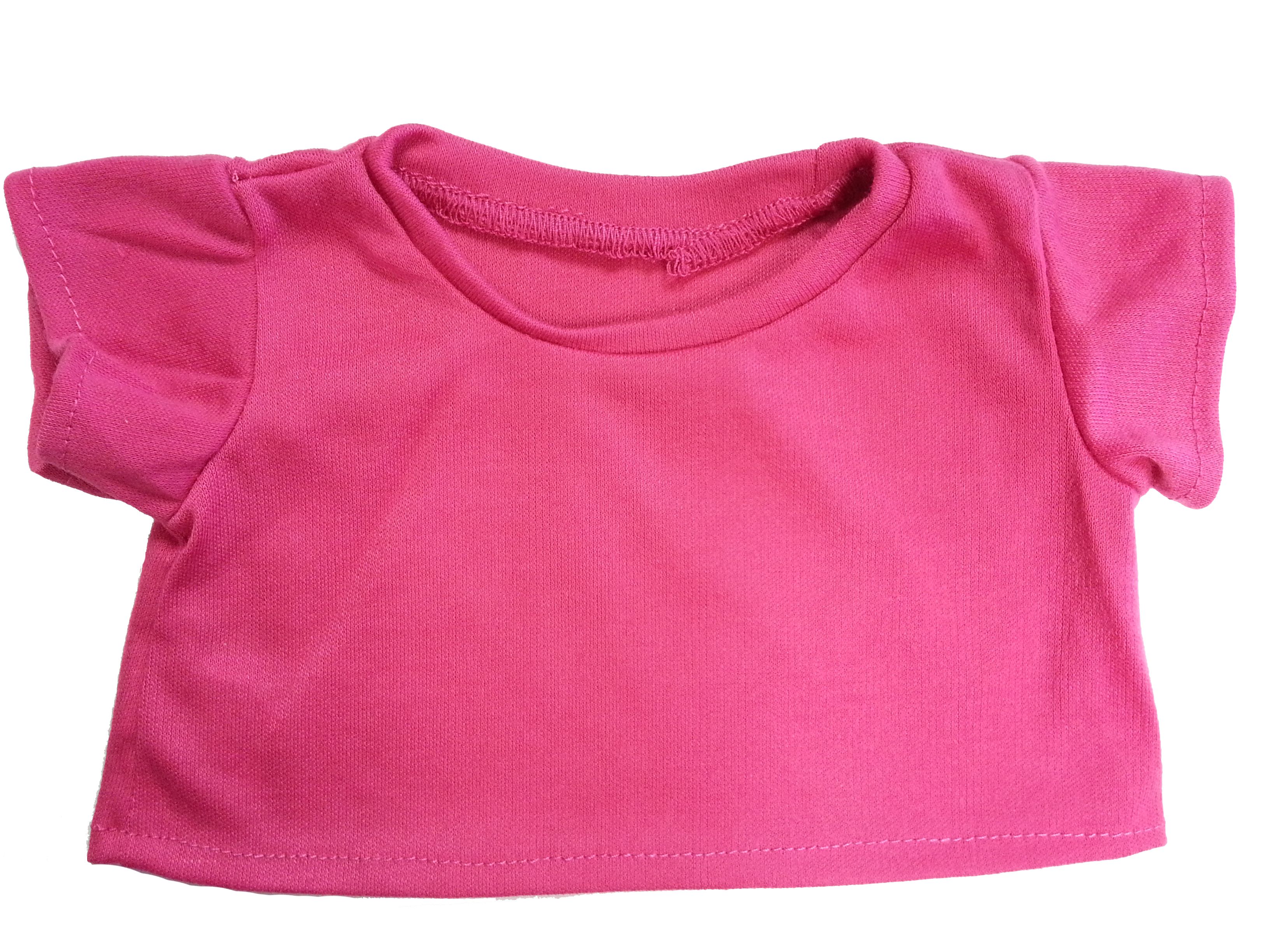 Heliconia Pink Basic T-Shirt Teddy Bear Clothes Fit 14" - 18" Build-a-bear and Make Your Own Stuffed Animals Stuffems Toy