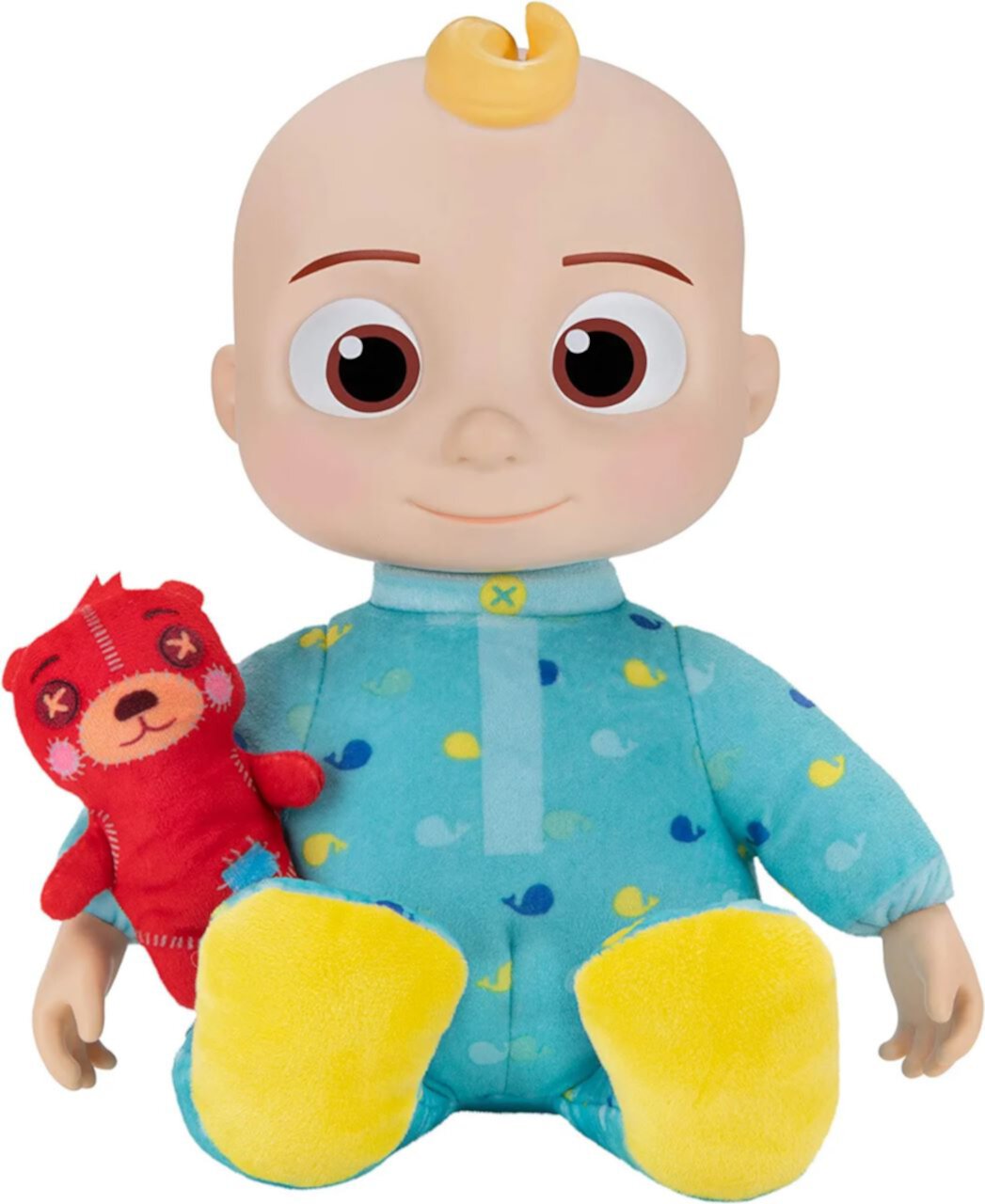 CoComelon Official Musical Bedtime JJ Doll, Soft Plush Body Press Tummy and JJ sings clips from Yes, Yes, Bedtime Song, Includes Feature Plush and Small Pillow Plush Teddy Bear Toys for Babies CoComelon