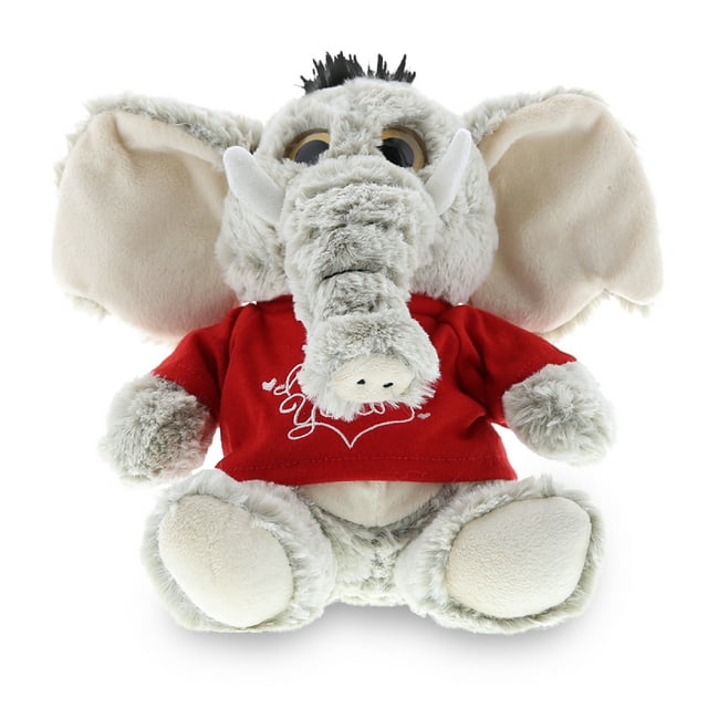 DolliBu I LOVE YOU Sitting Elephant Plush – Cute Stuffed Animal with Red Shirt for Valentine, Anniversary, Romantic Date, Boyfriend, or Girlfriend Gift – 6.5 Inches Puzzled