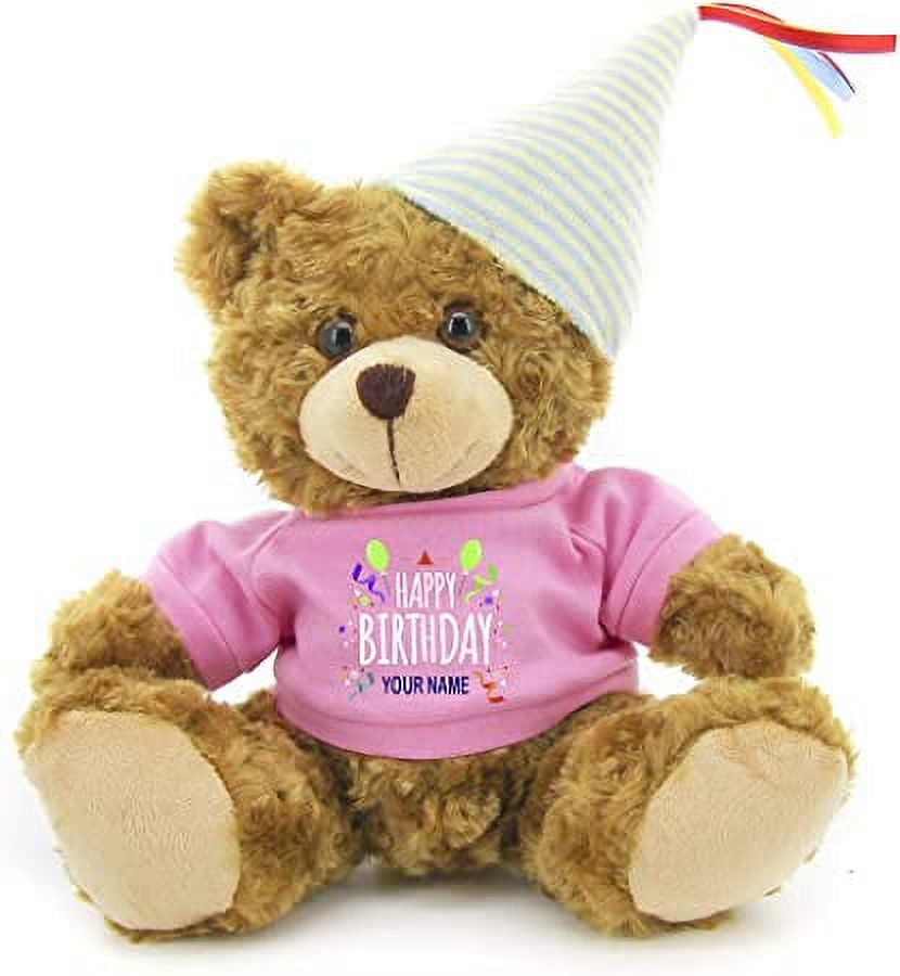 Plushland Plush Teddy Bear 12 Inches - Mocha Color for Birthday, Personalized Text, Name on T-Shirt, Party Favors Gift for Kids, Boys, Girls Made by aliens