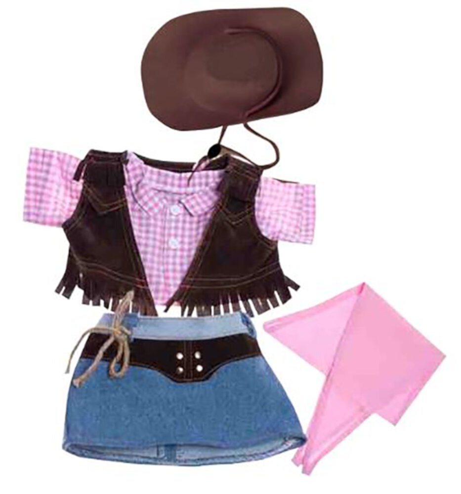 Cowgirl w/Brown Hat and Pink Scarf Teddy Bear Clothes Fits Most 14"-18" Build-A-Bear and Make Your Own Stuffed Animals Stuffems Toy