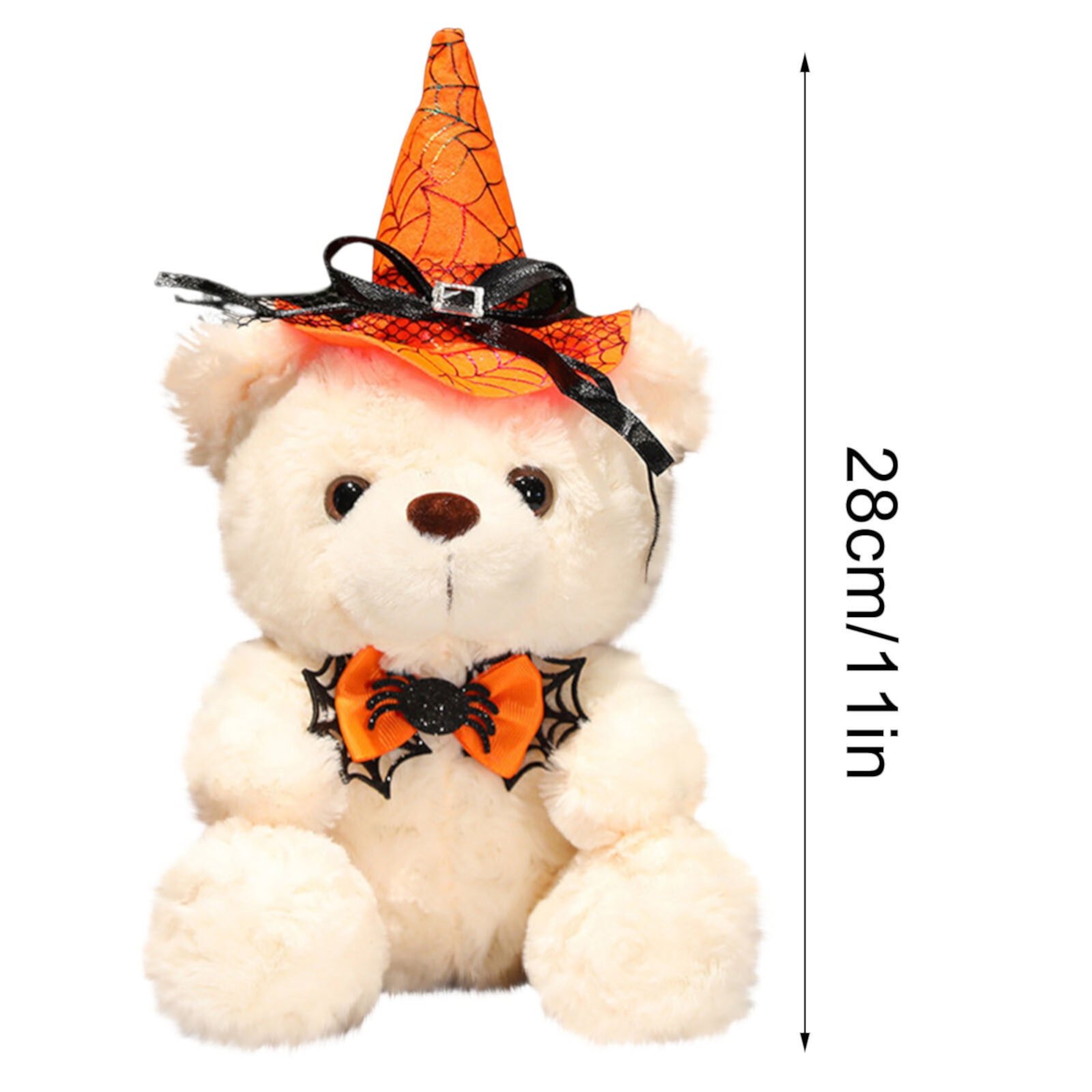 Halloween Plush Bear - Halloween Pumpkin Witch Stuffed Animal Teddy Bear with Broomstick & Hat, Halloween Party Decorations Gifts for Boys & Girls - 11 Inch Halloween Toy Bear Plush Stuffed Animal Toys Clearance