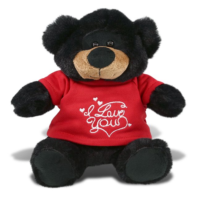 DolliBu I LOVE YOU Super Soft Black Bear Plush- Cute Stuffed Black Bear Animal with Red Shirt For Valentine, Anniversary, Romantic Date, Boyfriend, or Girlfriend Gift - 9 Inches Puzzled