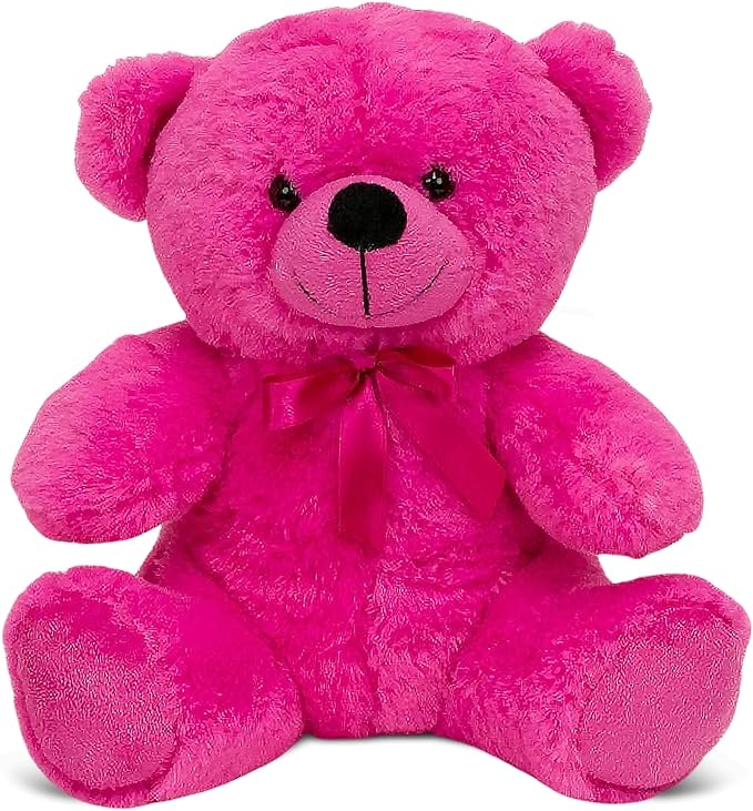 Plush Best Friends Super Color Hot Pink Teddy Bear Stuffed Animal, 9-inch Small Teddy Bears for Mother's Day, Newborn Baby Shower, Girlfriend, Boyfriend, Graduation Plush Gear