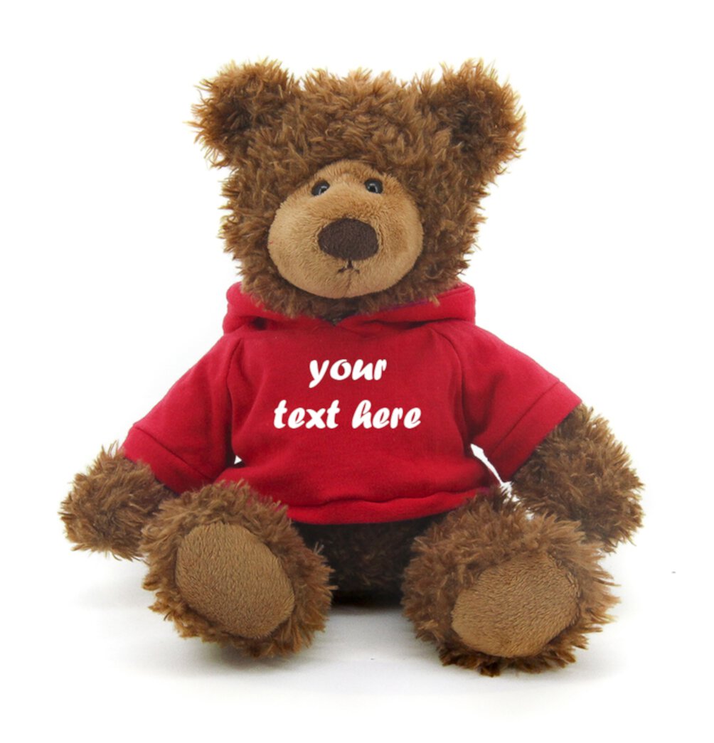 Made by Aliens Personalized Adorable Frankie Teddy Bear-with Red Hoodie- Stuffed Animal Plush Toy-Custom Text on Hoodie-Perfect Gift for Valentine Day-Graduation Day-Birthday- 12 inches Made by aliens