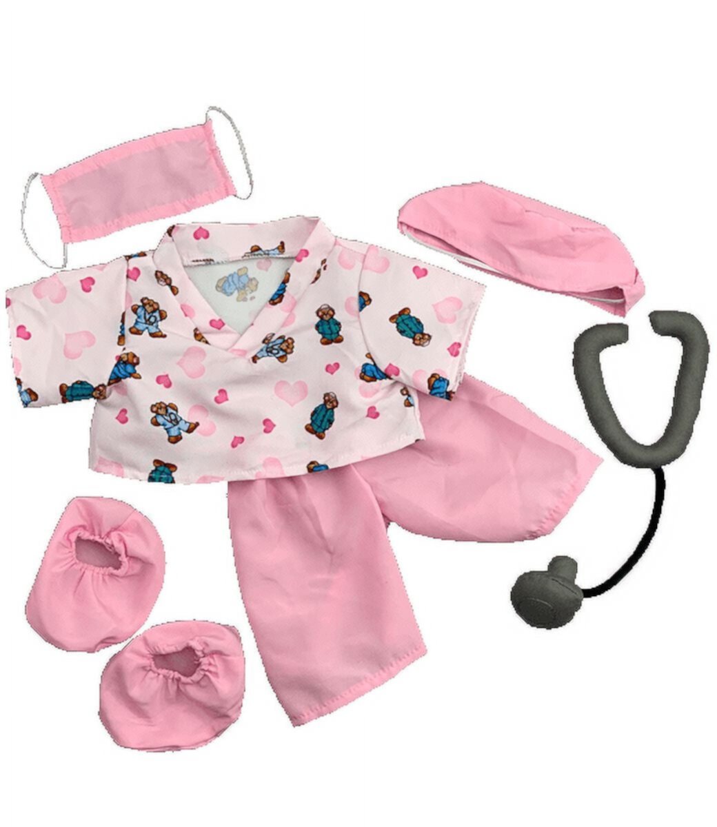 New Pink Scrubs Outfit Fits Most 14"-18" Doctor Scrubs Teddy Bear Clothes Build-A-Bear and Make Your Own Stuffed Animals Plush Gear