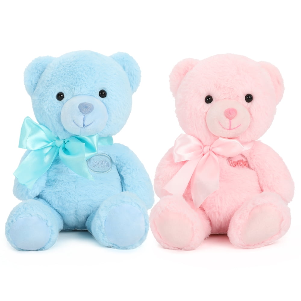 MorisMos 2 Packs Teddy Bears Gender Reveal Stuffed Animal Cute Soft Plush Toy Morismos