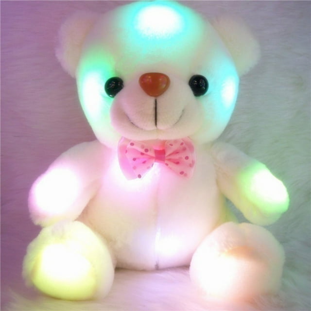 LED Glow Stuffed Animals Light Up Plush Sleep Toy Kids Night Lights Easter Gifts for Toddlers, Boys & Girls - Small White Teddy Bear Amazingfashion