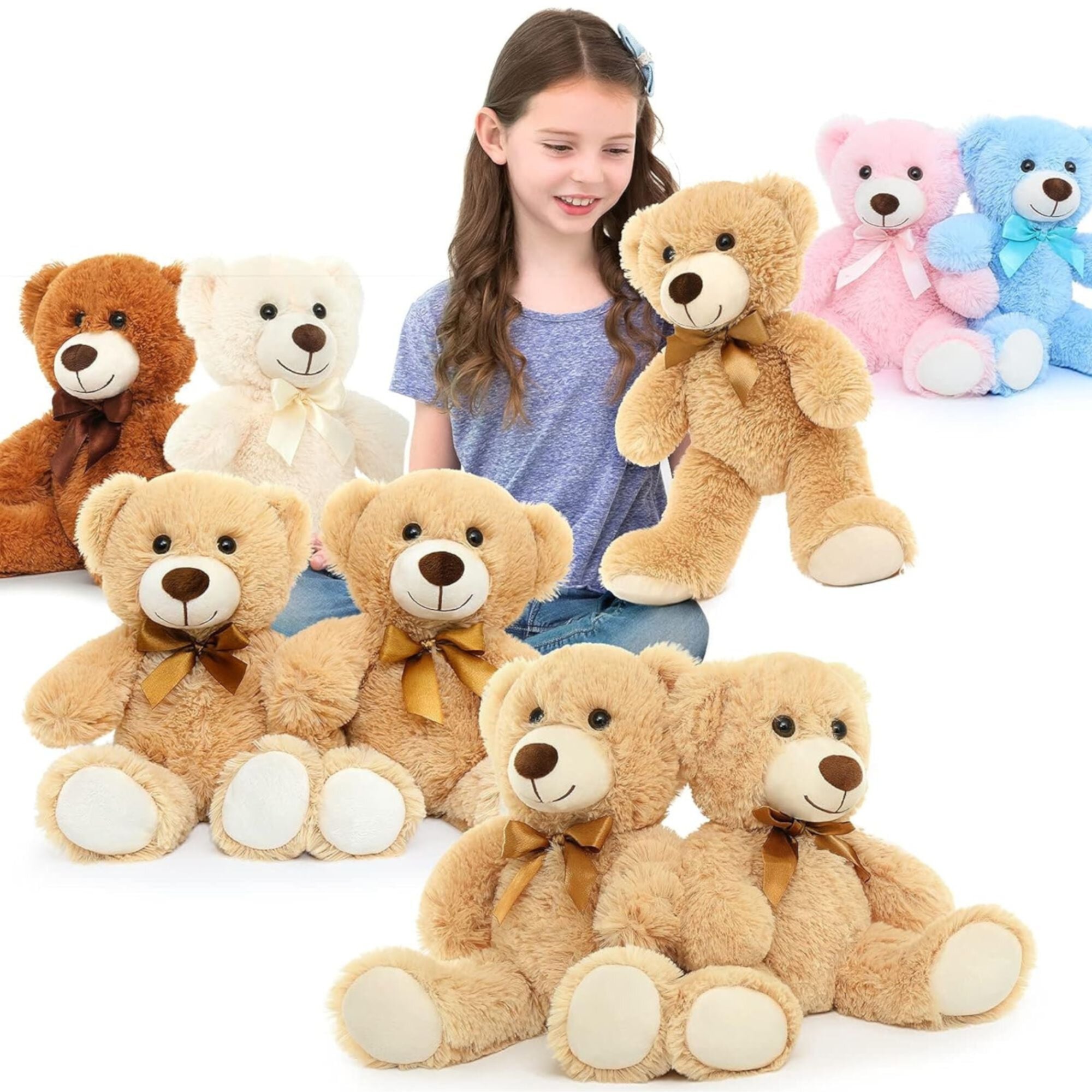 MaoGoLan 14" 7 Packs Teddy Bear 7 Colors Cute Bulk Stuffed Animals MaoGoLan