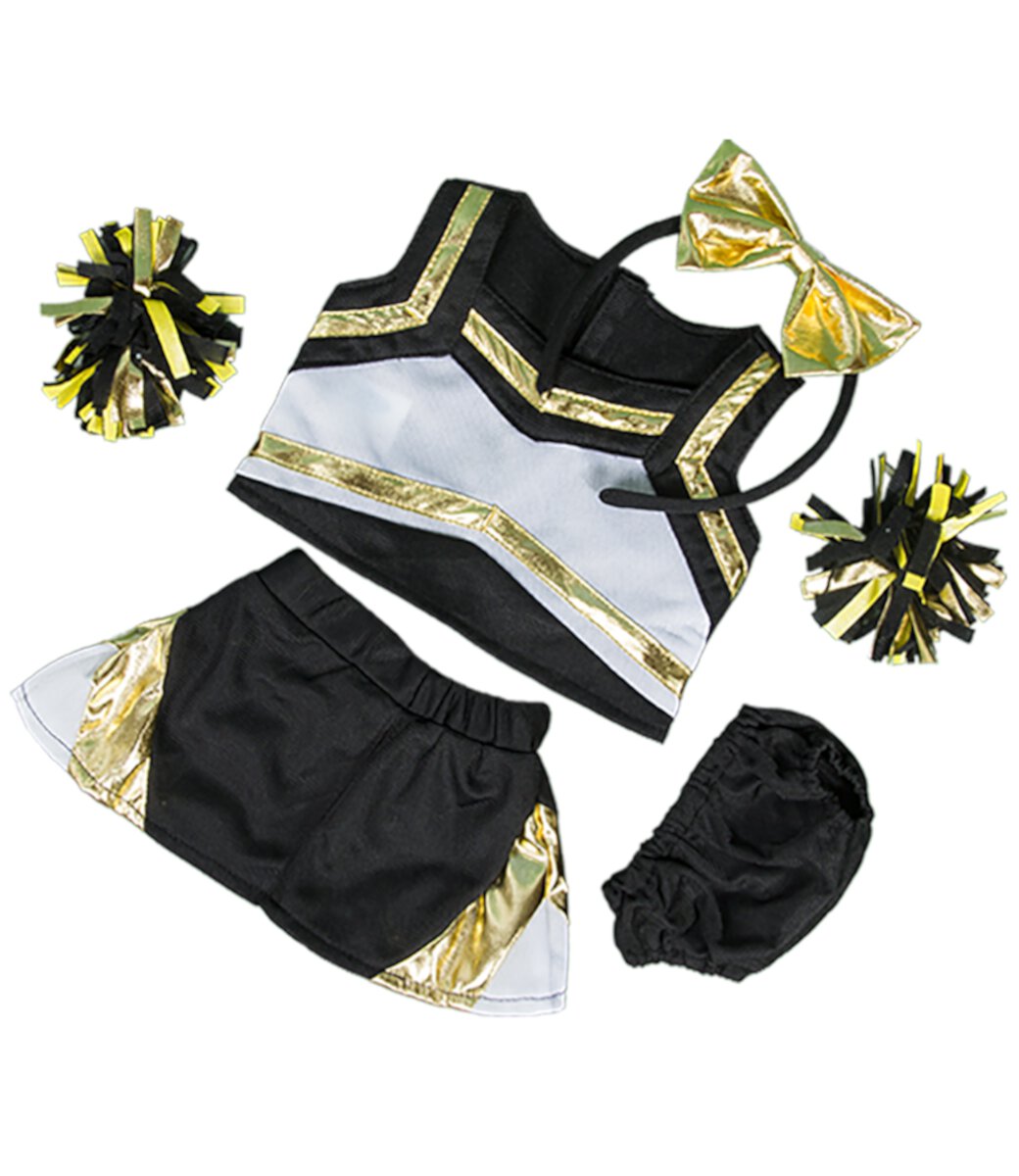 Metallic Gold & Black Cheerleader Teddy Bear Clothes Fits Most 14"-18" Build-A-Bear & Make Your Own Stuffed Animals Stuffems Toy