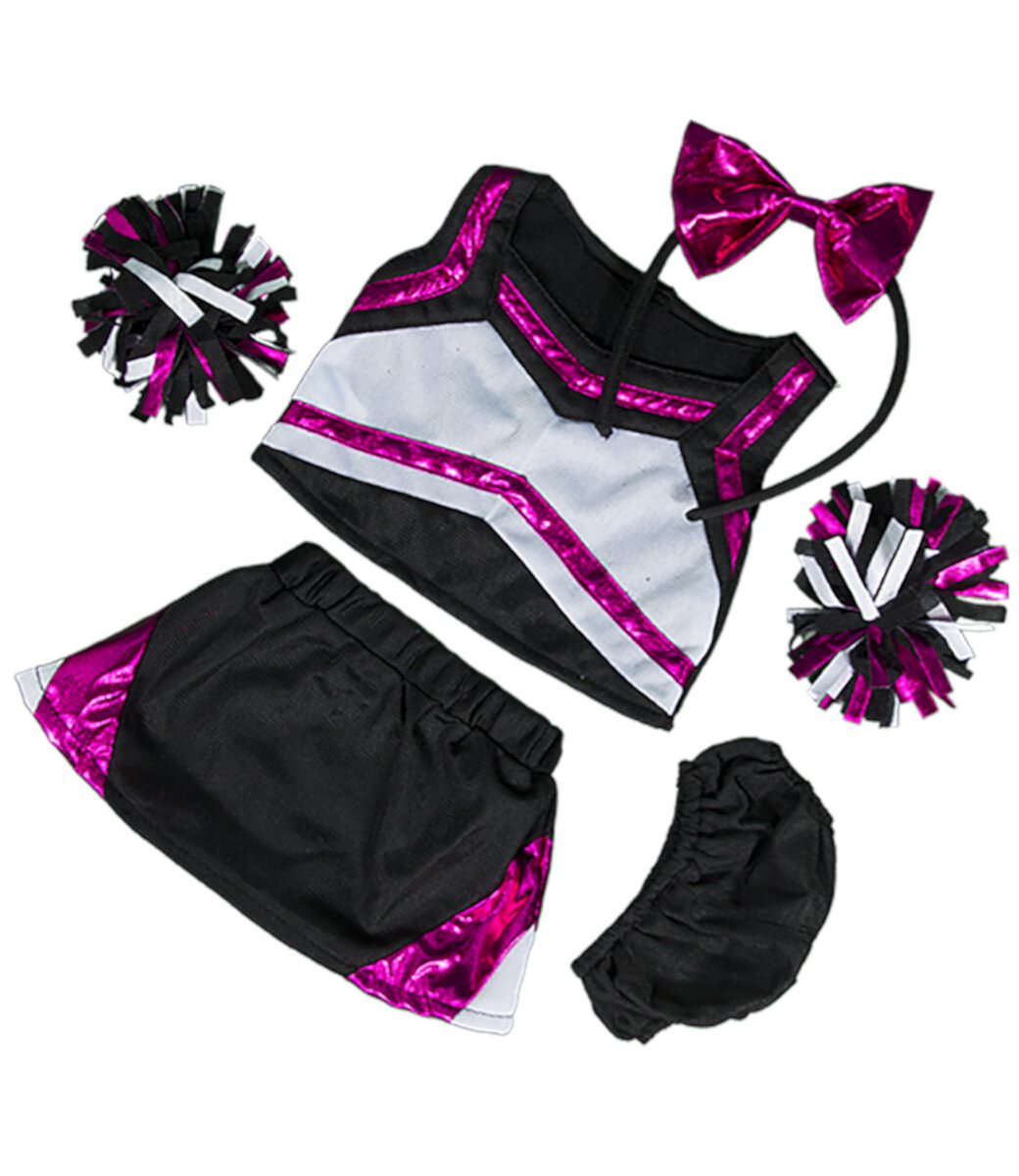 Metallic Hot Pink & Black Cheerleader Teddy Bear Clothes Fits Most 14"-18" Build-A-Bear  & Make Your Own Stuffed Animals Stuffems Toy