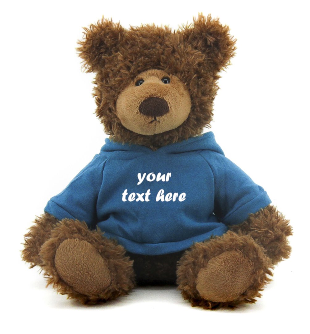 Made by Aliens Personalized Adorable Frankie Teddy Bear-with Teal Hoodie- Stuffed Animal Plush Toy-Custom Text on Hoodie-Perfect Gift for Valentine Day-Graduation Day-Birthday- 12 inches Made by aliens