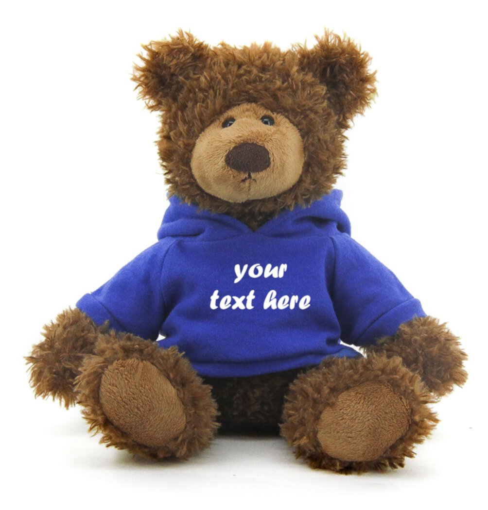 Made by Aliens Personalized Adorable Frankie Teddy Bear-with Royal-Blue Hoodie- Stuffed Animal Plush Toy-Custom Text on Hoodie-Perfect Gift for Valentine Day-Graduation Day-Birthday- 12 inches Made by aliens